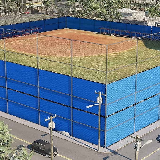 ColourTree 4' x 28' Blue Custom Size Shade Cloth with Grommets - 90% Sunblock, Durable Mesh Fabric Tarp for Dog Kennel Cover, Fence Privacy Screen, Greenhouse, Chicken Coop & Pet Playpen