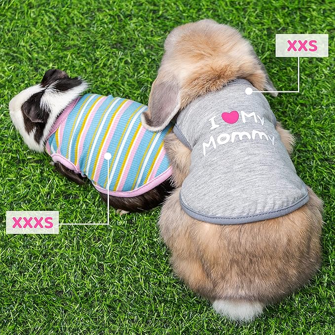 Guinea Pig Clothes - 2 Pack Cute Small Animal Vest Clothes for Rat Rabbit Chinchilla Ferret Kitten Chihuahua - Soft Breathable T-Shirt Pet Costume