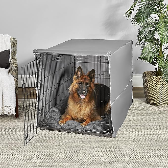 New World Dog Crate Comfort Kit by, Matching Dog Crate Cover & Dog Bed to Make Your Dogs Crate Their Home, Compatible with Midwest Homes for Pets & New World Dog Crates, Fits 48-Inch Dog Crate, Gray