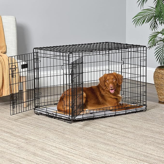 MidWest Homes for Pets Quiet Time Reversible Crate Pan Cover 36' Gray Floral/Fleece