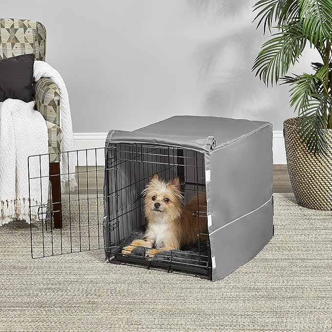 New World Dog Crate Comfort Kit by, Matching Dog Crate Cover & Dog Bed to Make Your Dogs Crate Their Home, Compatible with Midwest Homes for Pets & New World Dog Crates, Fits 24-Inch Dog Crate, Gray