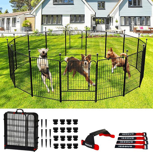 Dog Fence Outdoor for Yard 36'' High, Portable Dog Playpen with Rustproof and Sturdy Stakes for Medium/Large Dogs, 3ft Dog Play Pen for RV Camping(8 Panels)
