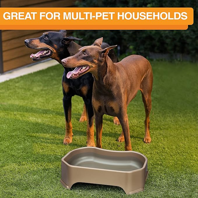 Neater Pet Brands Large Water Bowl for Dogs, Outdoor Dog Water Bowl (1.25 Gallon Extra-Large Capacity), Big Trough Style Food Dish for Indoors or Outside, No Spill Large Dog Bowls, Champagne
