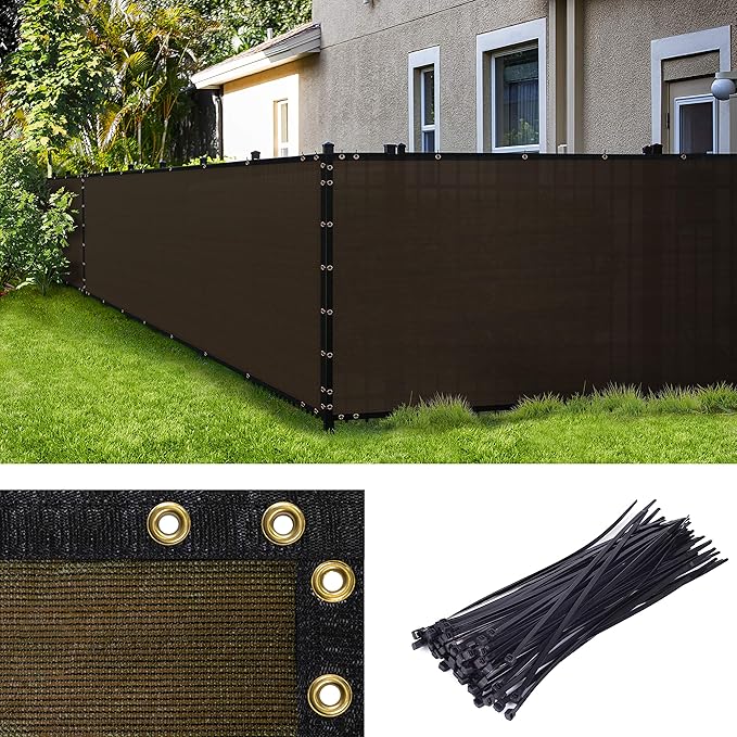 ColourTree 6' x 17' Brown Custom Size Shade Cloth with Grommets - 90% Sunblock, Durable Mesh Fabric Tarp for Dog Kennel Cover, Fence Privacy Screen, Greenhouse, Chicken Coop & Pet Playpen