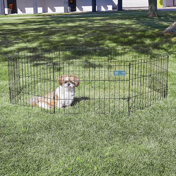 MidWest Homes for Pets Dog Exercise Pen & Playpen, 24" w X 18" H, No Door, Black