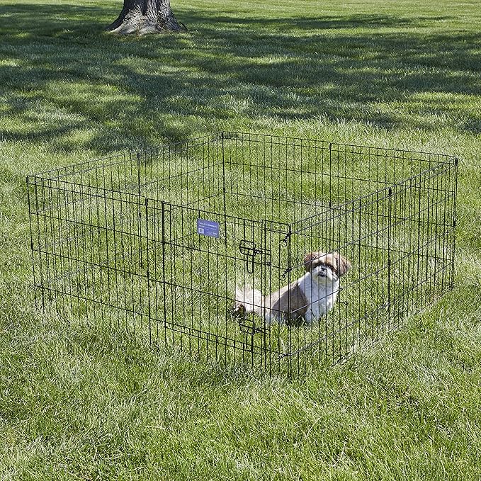 MidWest Homes for Pets Dog Exercise Pen & Playpen, 24" W x 24" H, with Door, Black